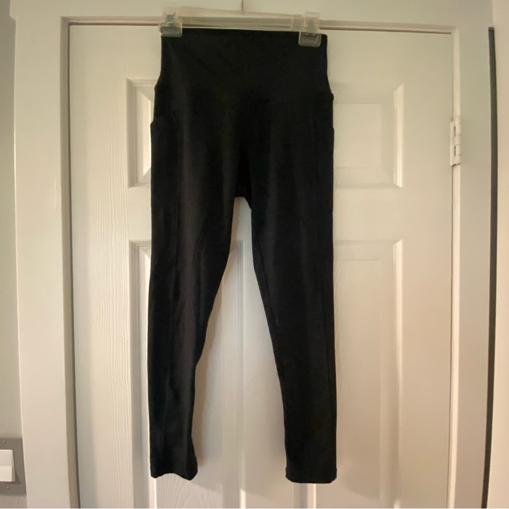 Prana high waisted leggings women size M side pockets dark gray
